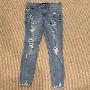 Aeropostale Blue Skinny Jeans with Distressed Details